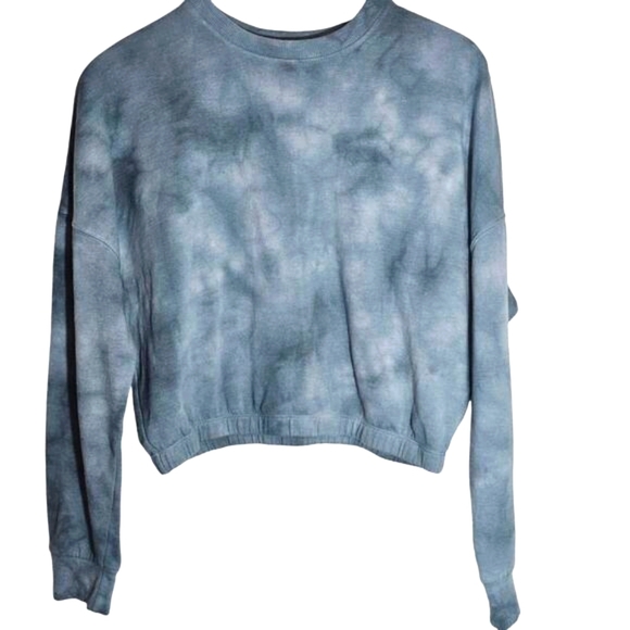 Garage Tie-Dye Cropped Sweatswhirt Women's Small Blue Grunge‎ Relaxed Skater - Picture 1 of 5